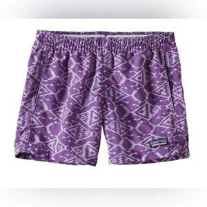 Patagonia Girls Baggies Shorts Ikat Fish Small: Purple Sz M NWOT